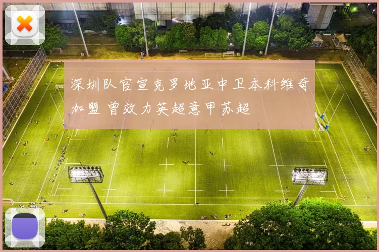 深圳队官宣克罗地亚中卫本科维奇加盟 曾效力英超意甲苏超